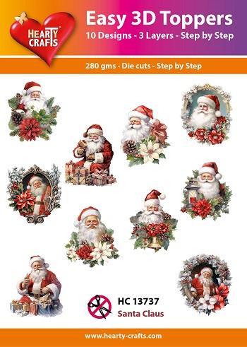 Easy 3D Toppers Santa claus 10 udstandsede motiver med glimmer